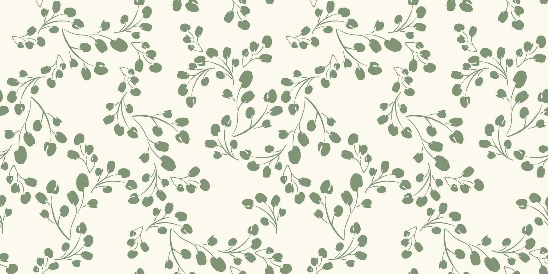 floral sans couture modèle avec herbe et feuilles. vecteur conception pour papier, couverture, tissu, intérieur décor et autre utilisation