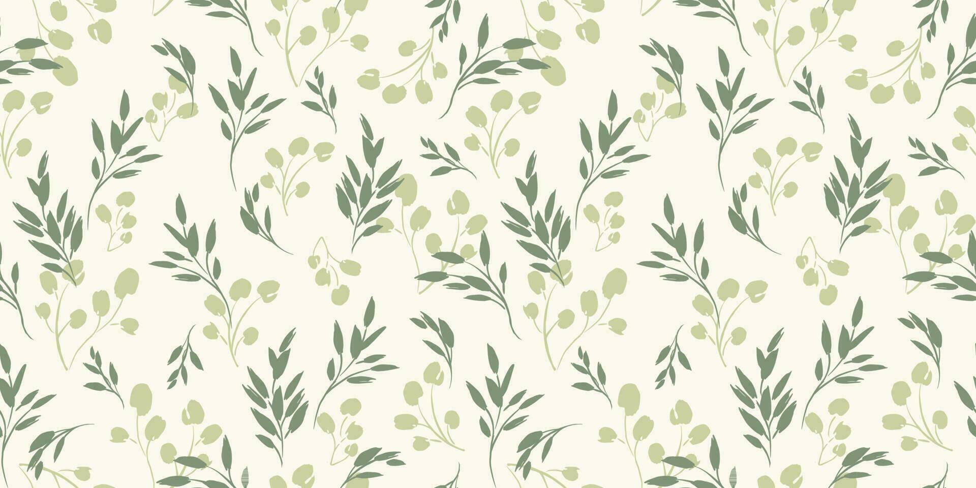 floral sans couture modèle avec herbe et feuilles. vecteur conception pour papier, couverture, tissu, intérieur décor et autre utilisation