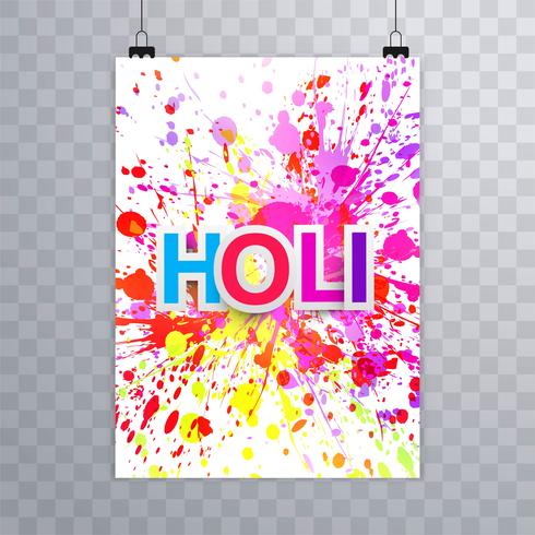 Happy holi festival vecteur de design coloré brochure holi