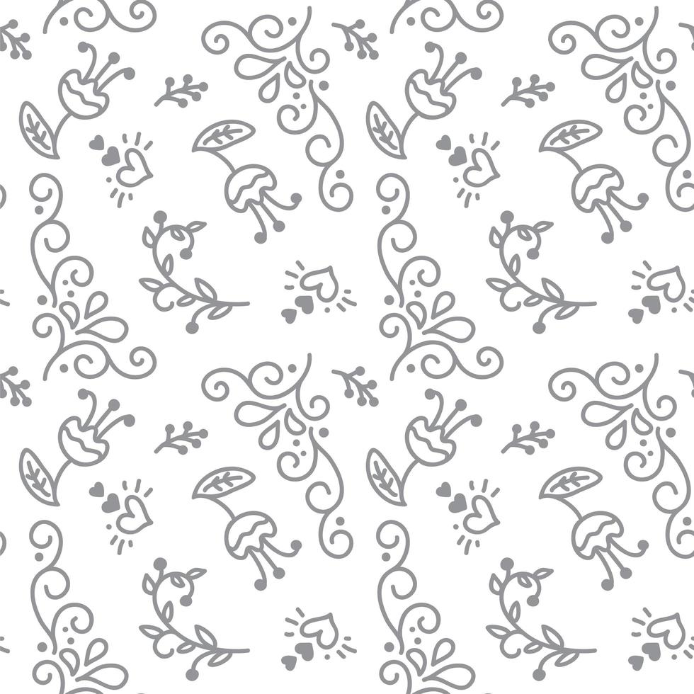 motif scandinave abstrait printemps sans soudure. Élément de conception de papier peint à fleurs décontracté. texture dessinée à la main monochrome avec fleur vecteur