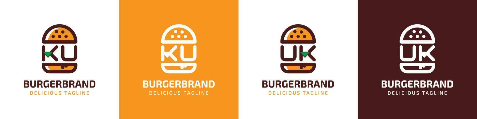 lettre ku et Royaume-Uni Burger logo, adapté pour tout affaires en relation à Burger avec ku ou Royaume-Uni initiales. vecteur