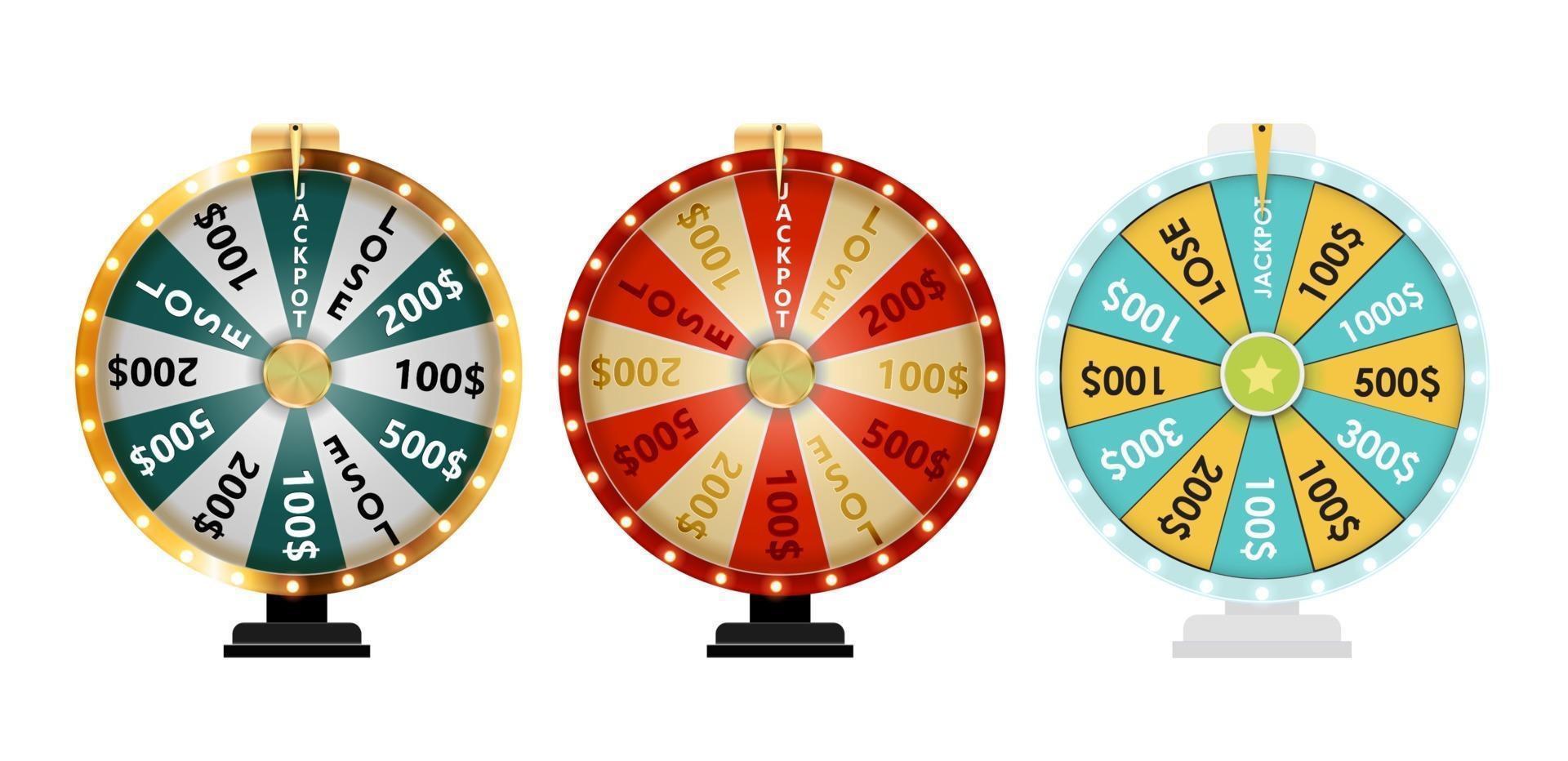 roue de la fortune collection dicônes chanceux vecteur