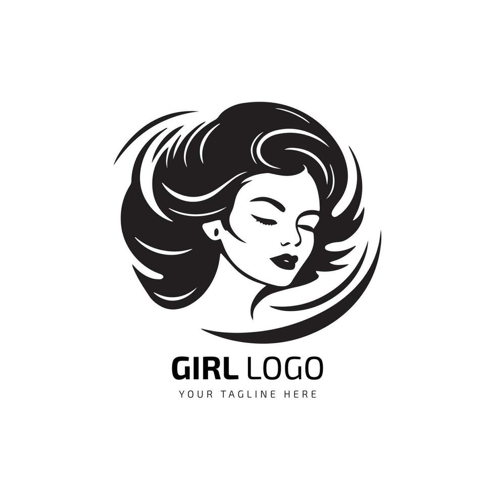 fille logo symbole conception et unique icône disposition pour beauté et mode affaires vecteur illustration