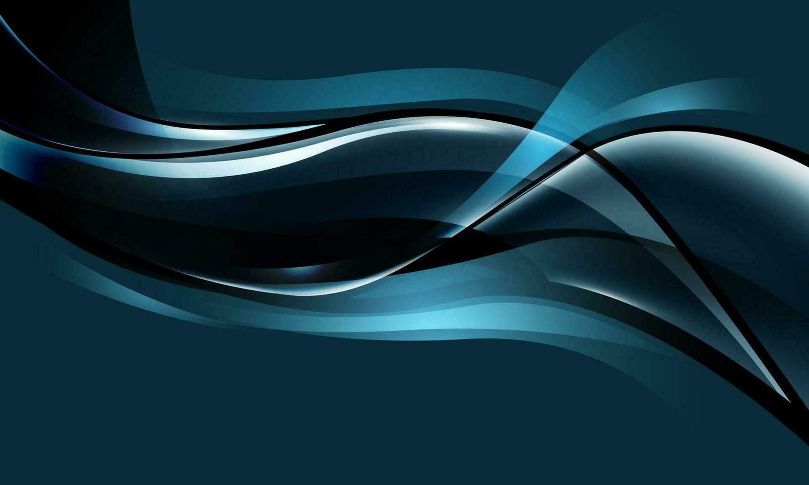 réaliste abstrait verre brillant courbe vague sur bleu conception moderne luxe futuriste Créatif Contexte vecteur