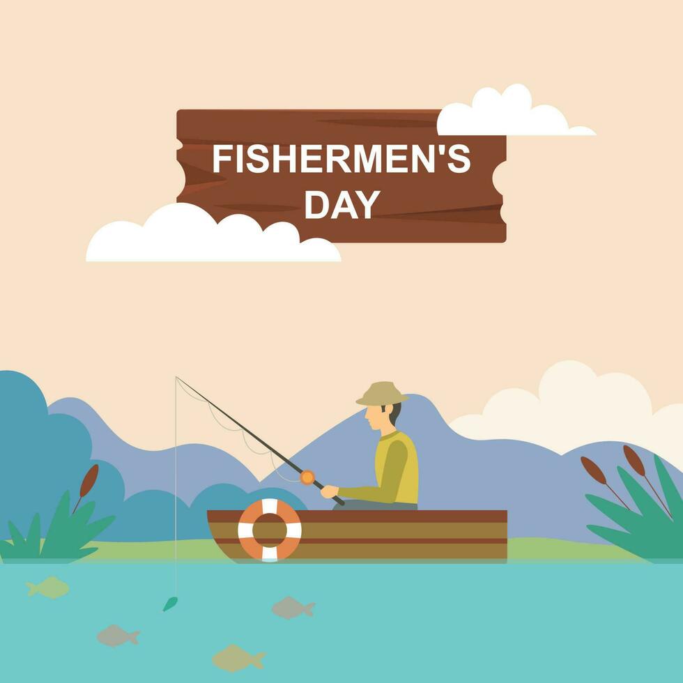 pêcheurs journée Contexte. vecteur