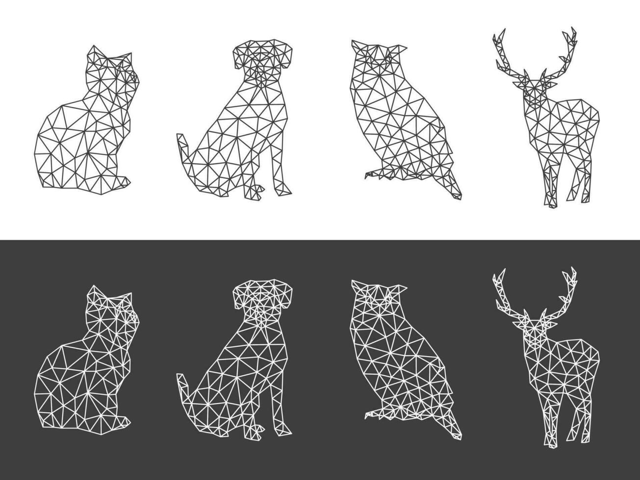 ensemble de animal Triangle faible poly art vecteur conception illustration