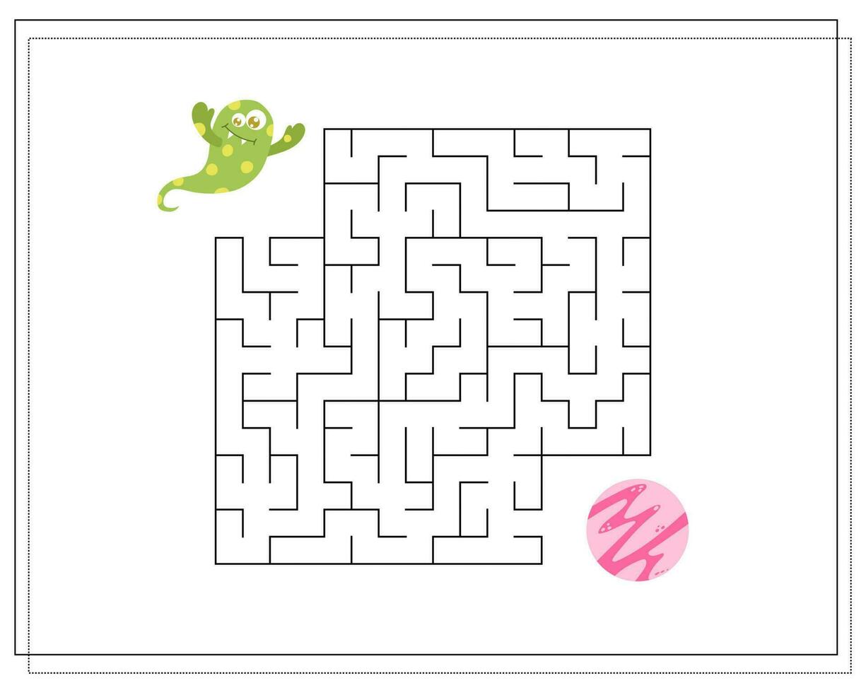 Labyrinthe, un éducatif Jeu pour les enfants. trouver le façon de le dessin animé monstre à le en volant soucoupe. vecteur illustration sur une blanc Contexte