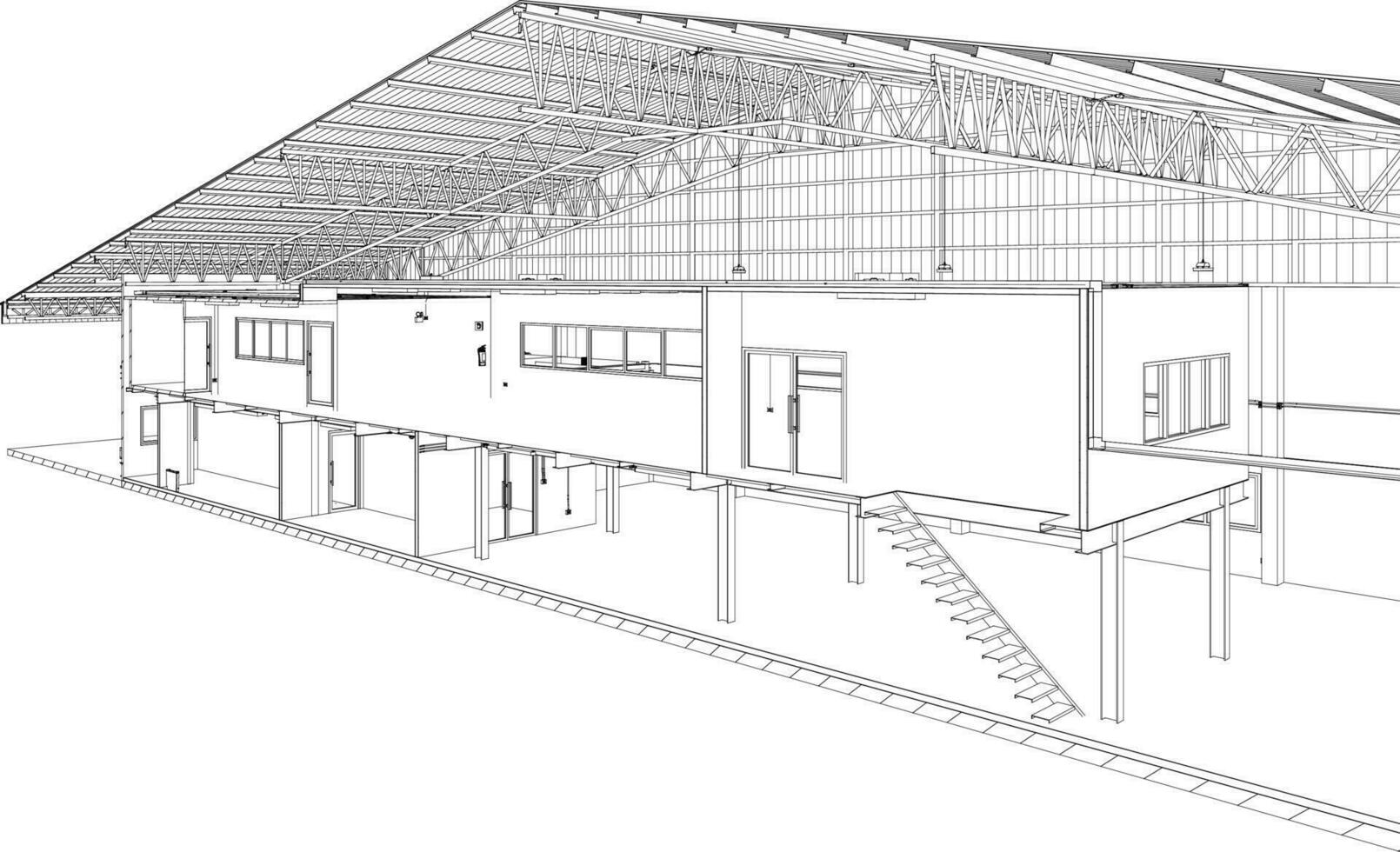 3d illustration de bâtiment structure vecteur