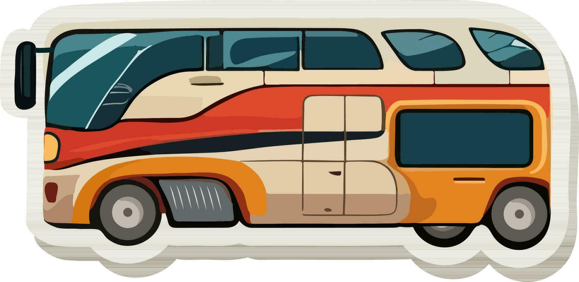 isolé coloré électrique autobus icône dans autocollant style. vecteur