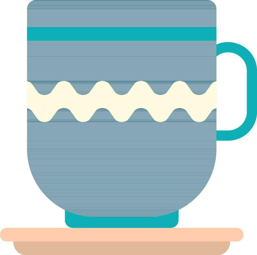 thé ou café tasse sur assiette icône dans bleu et marron couleur. vecteur