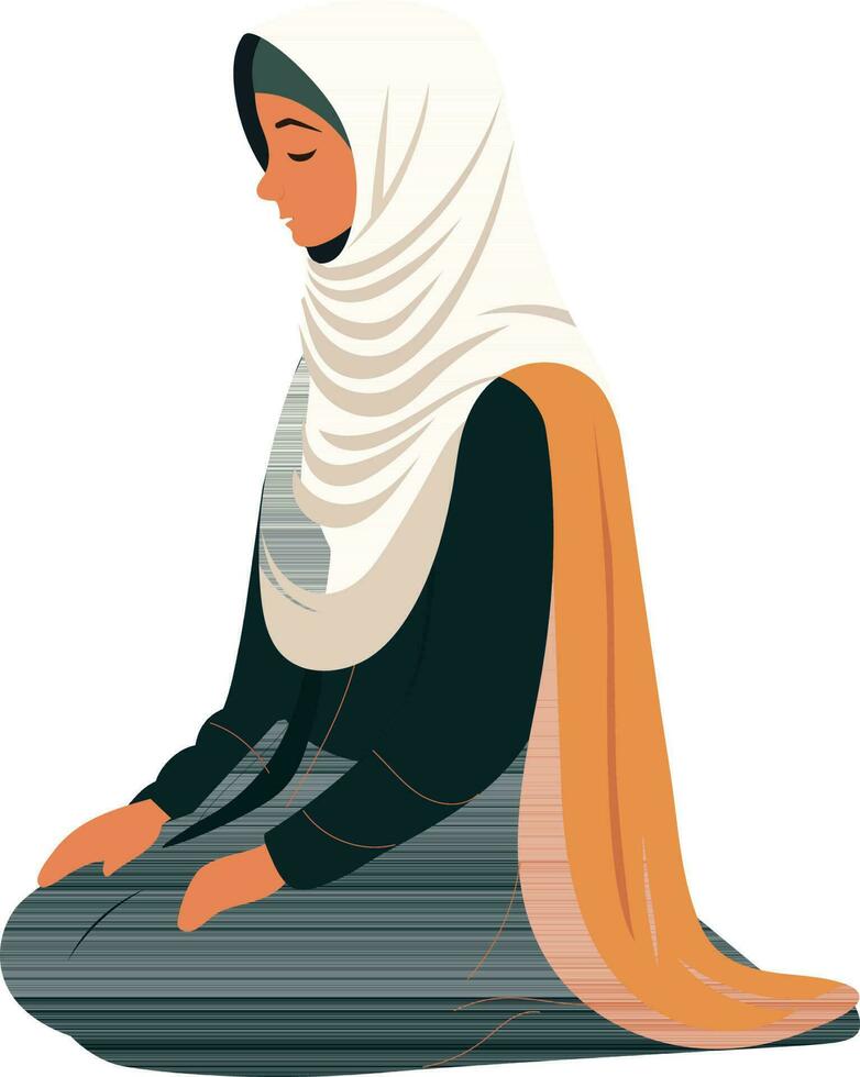 Jeune musulman femme personnage dans namaz posture. vecteur
