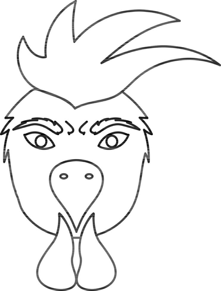 coq dessin animé visage icône dans chinois zodiaque dans accident vasculaire cérébral style. vecteur