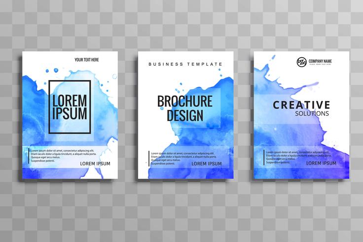 Ensemble de brochure entreprise aquarelle bleu abstrait vecteur