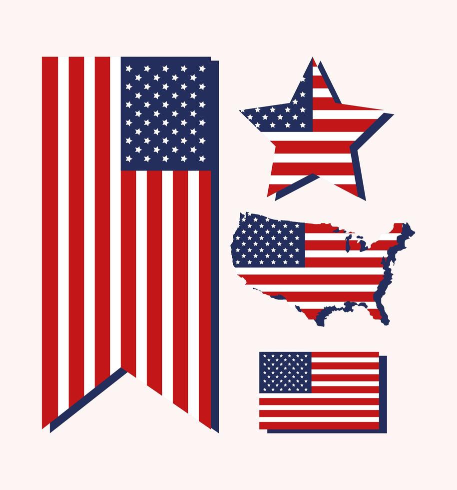 icônes de drapeaux usa vecteur