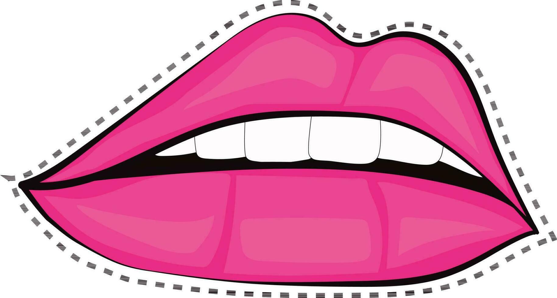 autocollant de femelle ouvert lèvres dans rose couleur. vecteur
