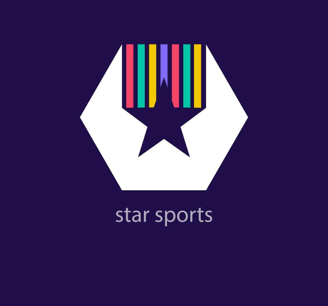 étoile des sports équipe logo. unique Couleur transitions. Créatif étoile et hexagone logo modèle. vecteur