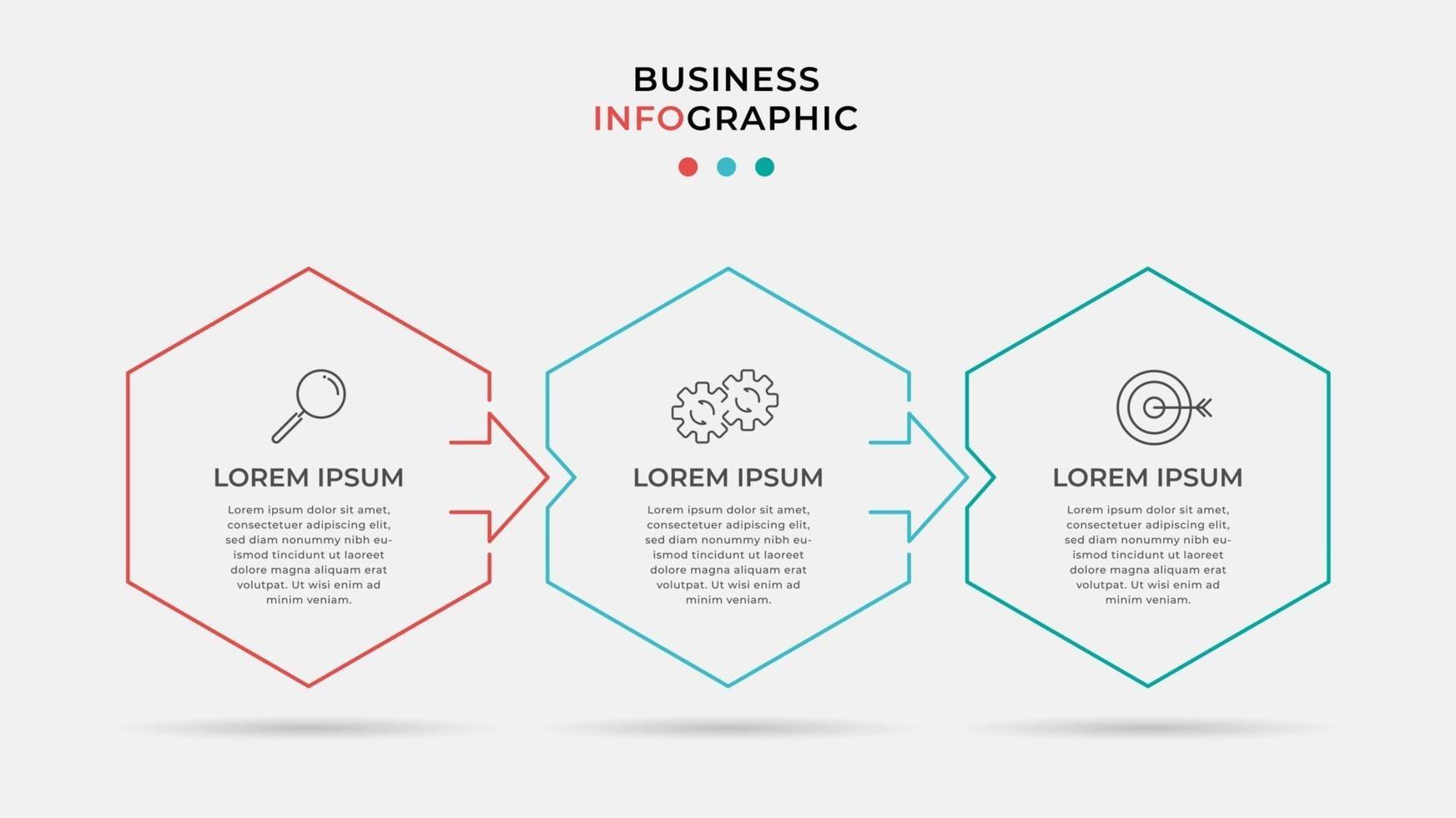 modèle d & # 39; entreprise de conception infographique vectorielle avec des icônes et 3 options ou étapes peuvent être utilisés pour les présentations de diagramme de processus bannière de mise en page de flux de travail vecteur