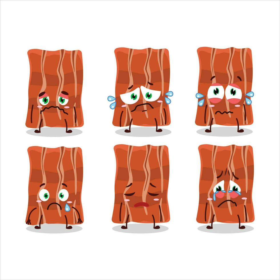 frit Bacon dessin animé personnage avec triste expression vecteur