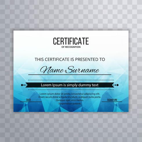 Certificat Premium modèle récompenses diplôme creative blue polygo vecteur