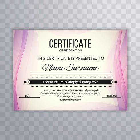 Certificat Premium modèle prix diplôme vague créative illust vecteur