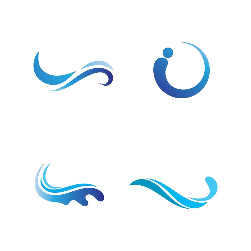 logo de plage de vagues et application d & # 39; icônes de modèle de symboles bleus vecteur