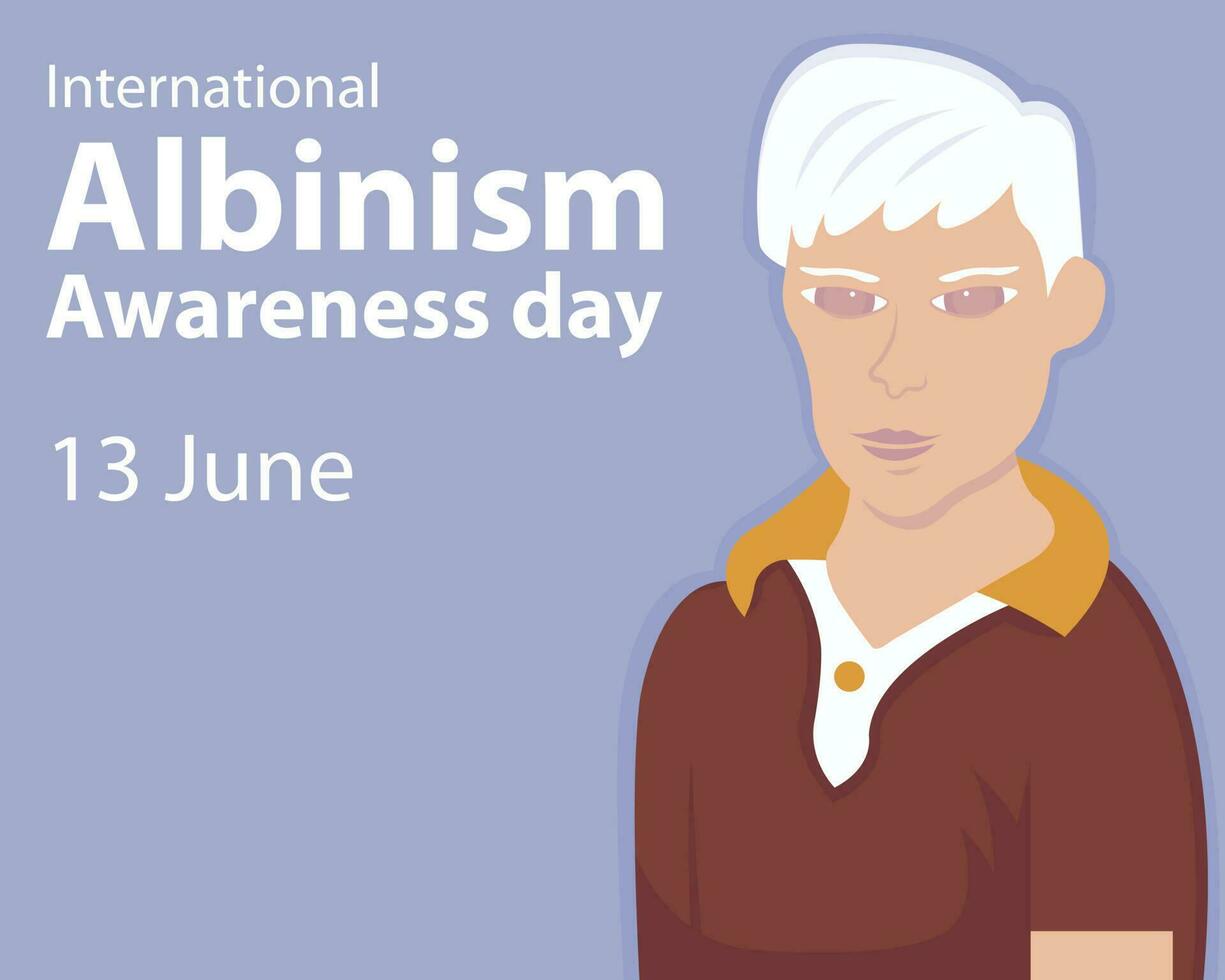 illustration vecteur graphique de un albinos garçon dans une marron chemise, parfait pour international jour, international albinisme conscience jour, célébrer, salutation carte, etc.