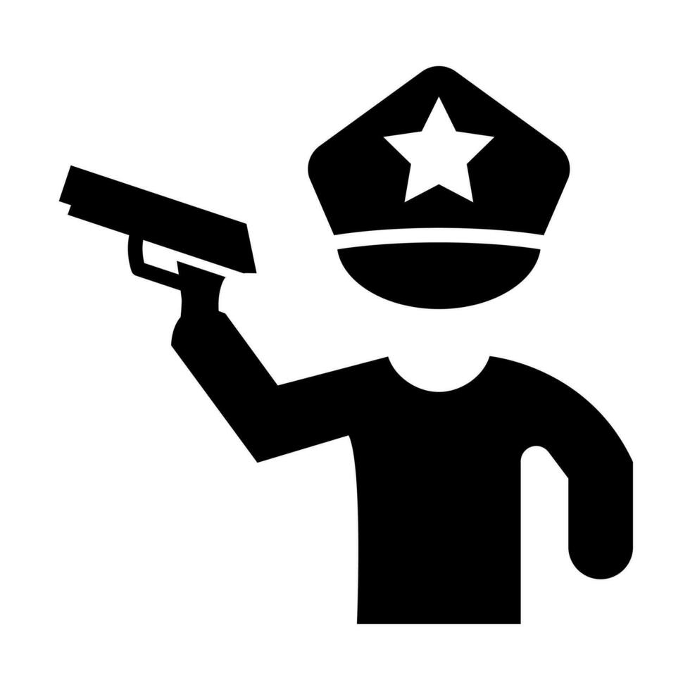 policier en portant pistolet glyphe icône conception vecteur