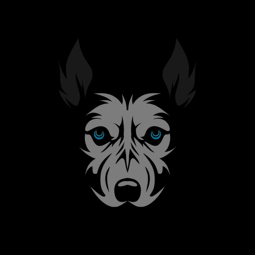 Loup logo ligne pop art portrait coloré conception avec foncé Contexte. abstrait animal vecteur illustration.