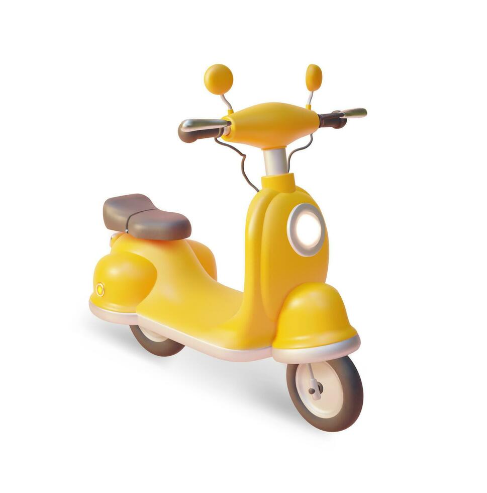 3d Jaune scooter pâte à modeler dessin animé style. vecteur