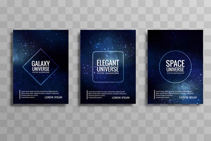 Ensemble de conception de brochures commerciales belle galaxy stylie vecteur