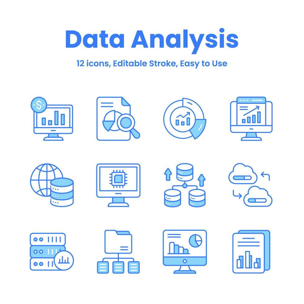 soigneusement ouvré Les données une analyse et statistiques Icônes, Télécharger cette prime vecteurs facile à utilisation vecteur