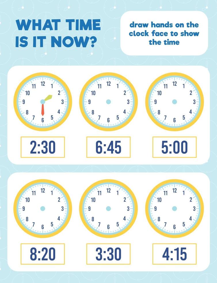 page de pratique de feuille de calcul de temps vecteur