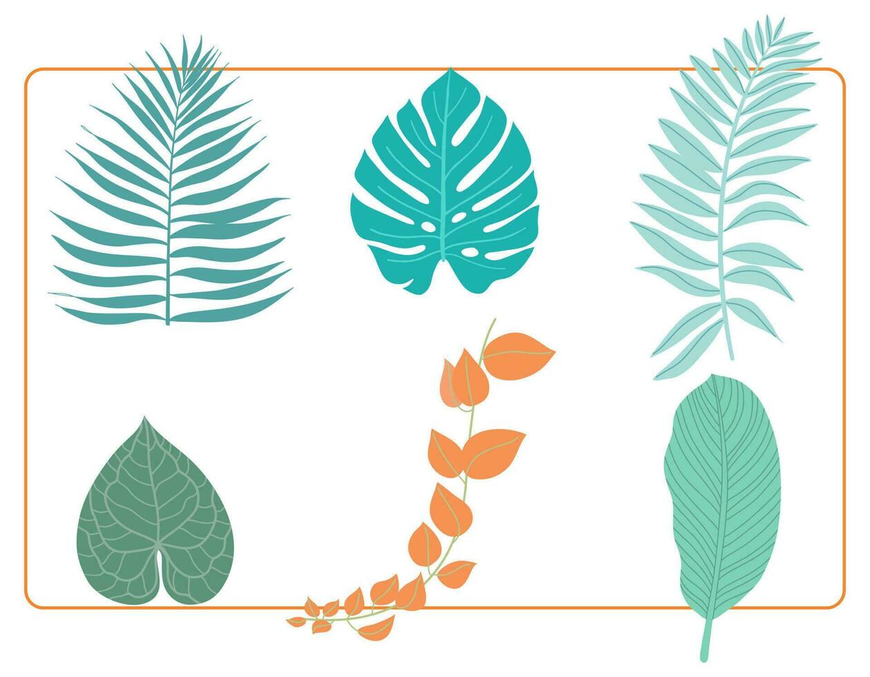 ensemble de tropical plante feuille vert monstera paume sur blanc Contexte. vecteur élément conception illustration.