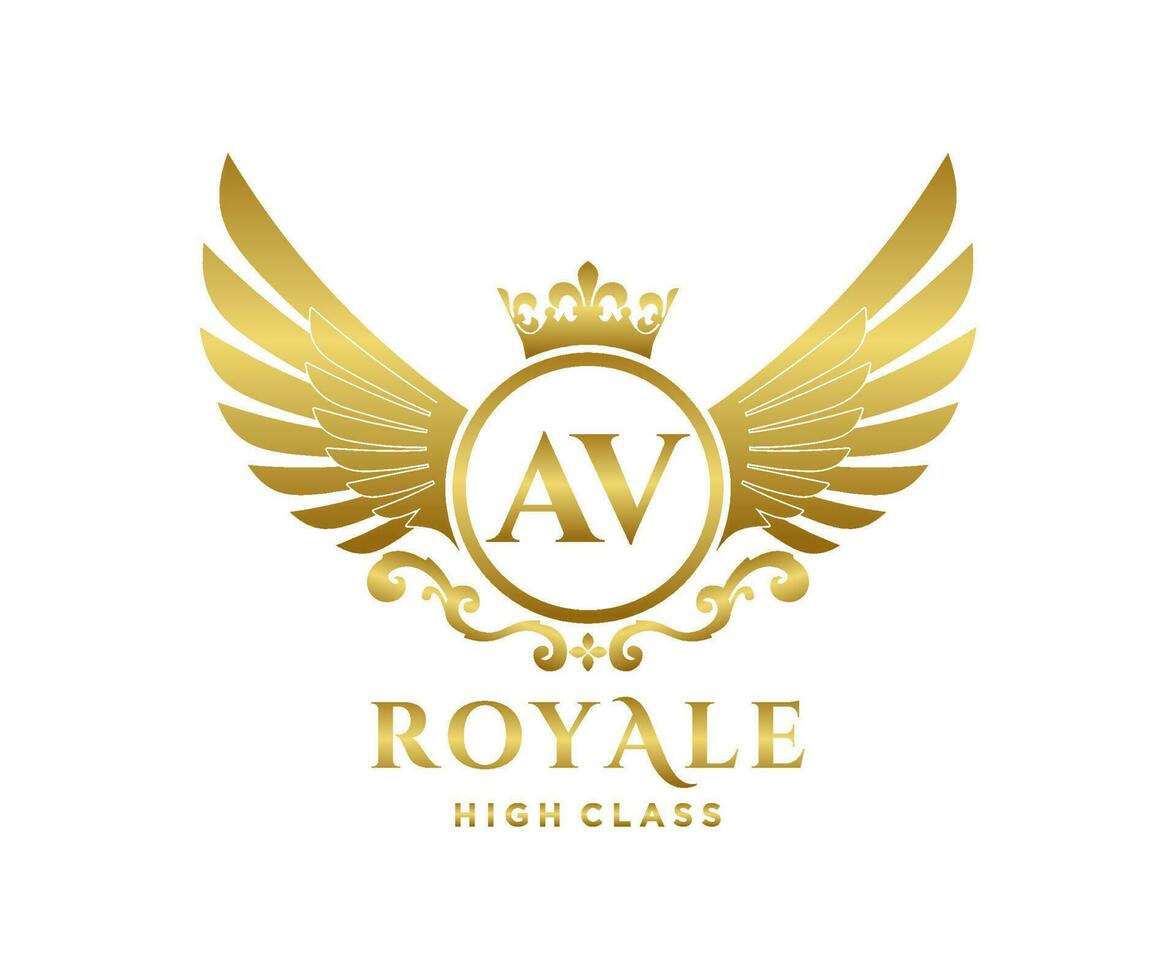 d'or lettre un V modèle logo luxe or lettre avec couronne. monogramme alphabet . magnifique Royal initiales lettre. vecteur