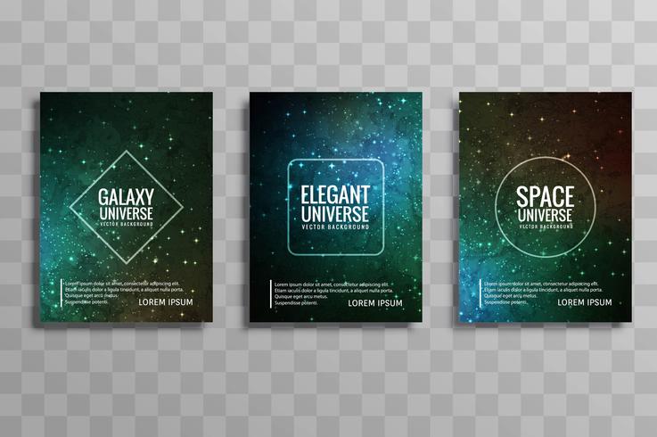 cartes de brochure pour le vecteur univers moderne galaxie défini vecteur