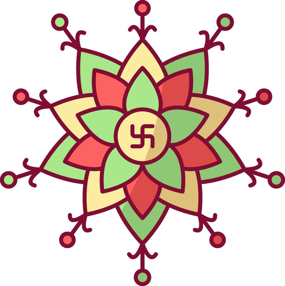 svastika symbole mandala icône dans Trois couleur. vecteur