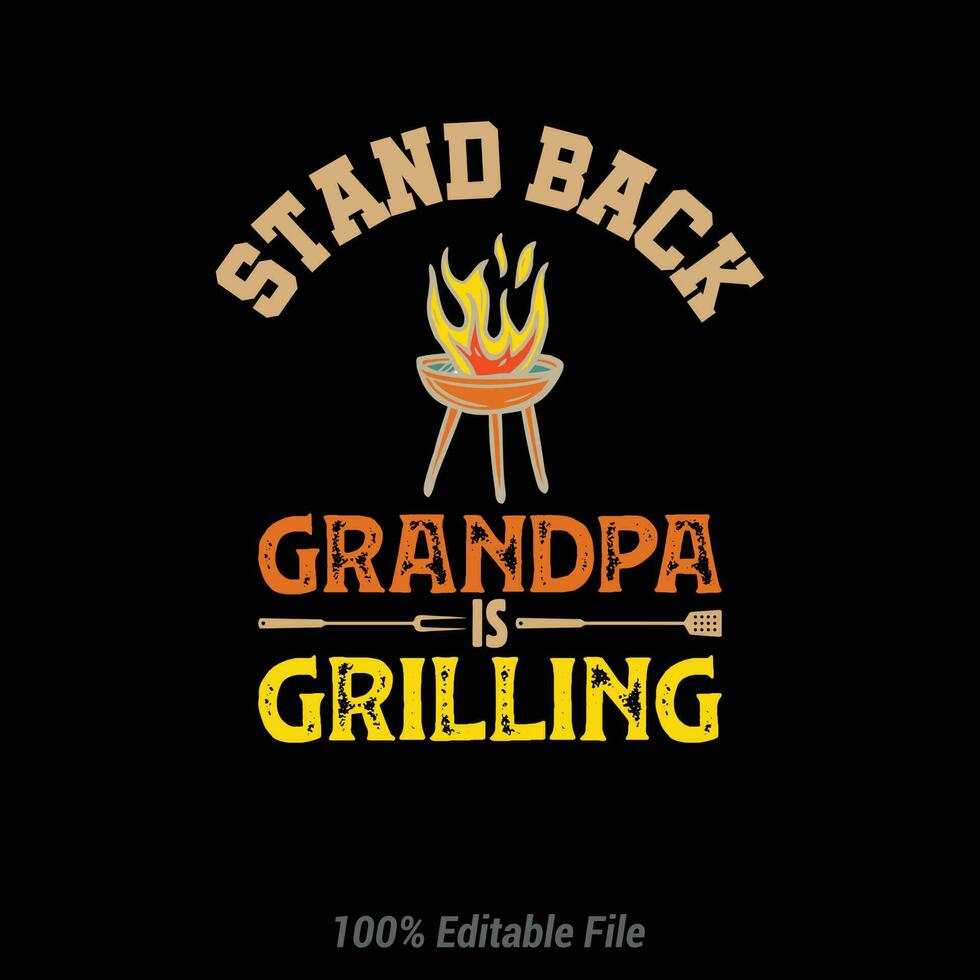 supporter retour grand-père est grillage un barbecue temps. barbecue faire la fête. ancien affiche. vecteur