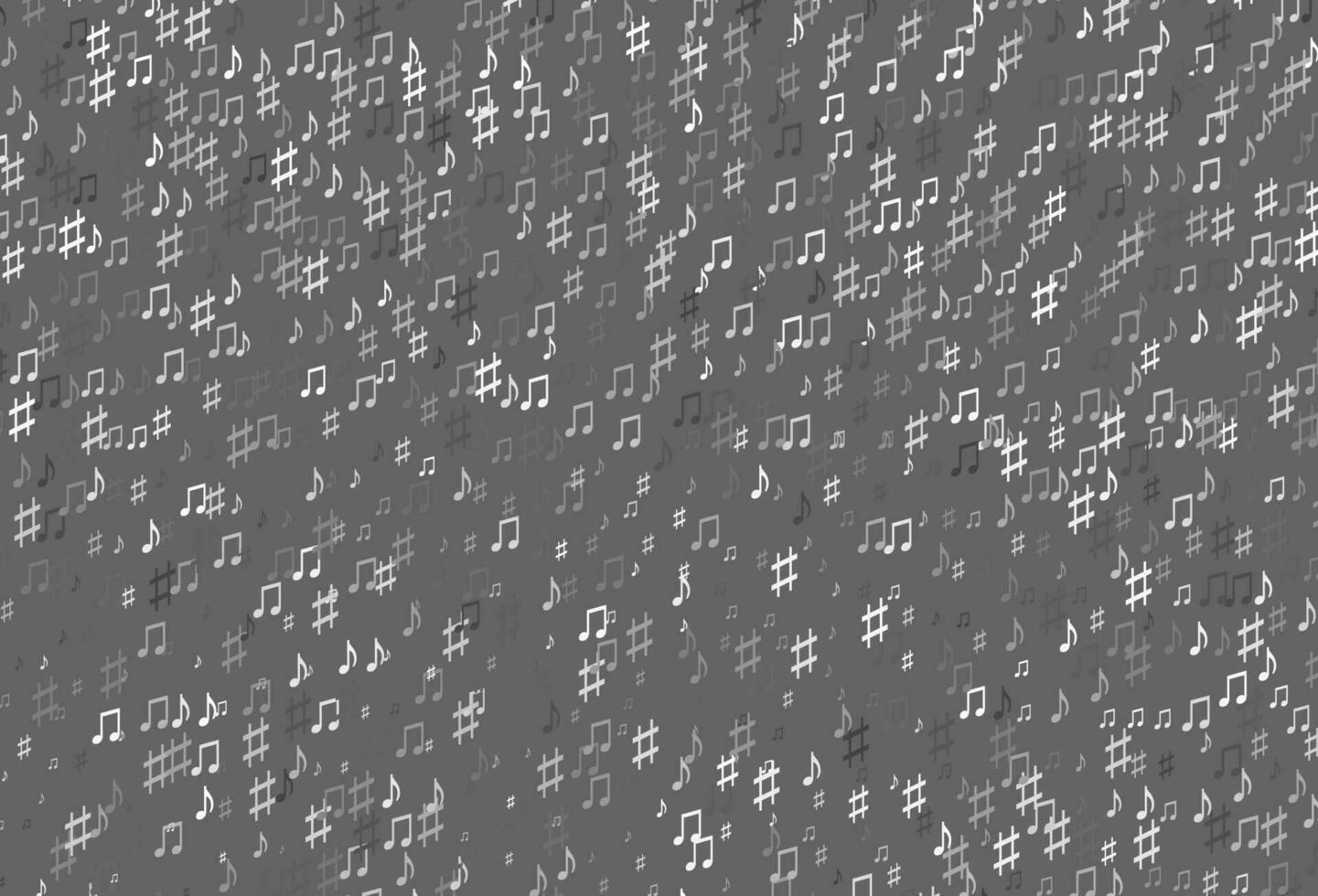 argent clair, toile de fond vectorielle grise avec des notes de musique. vecteur
