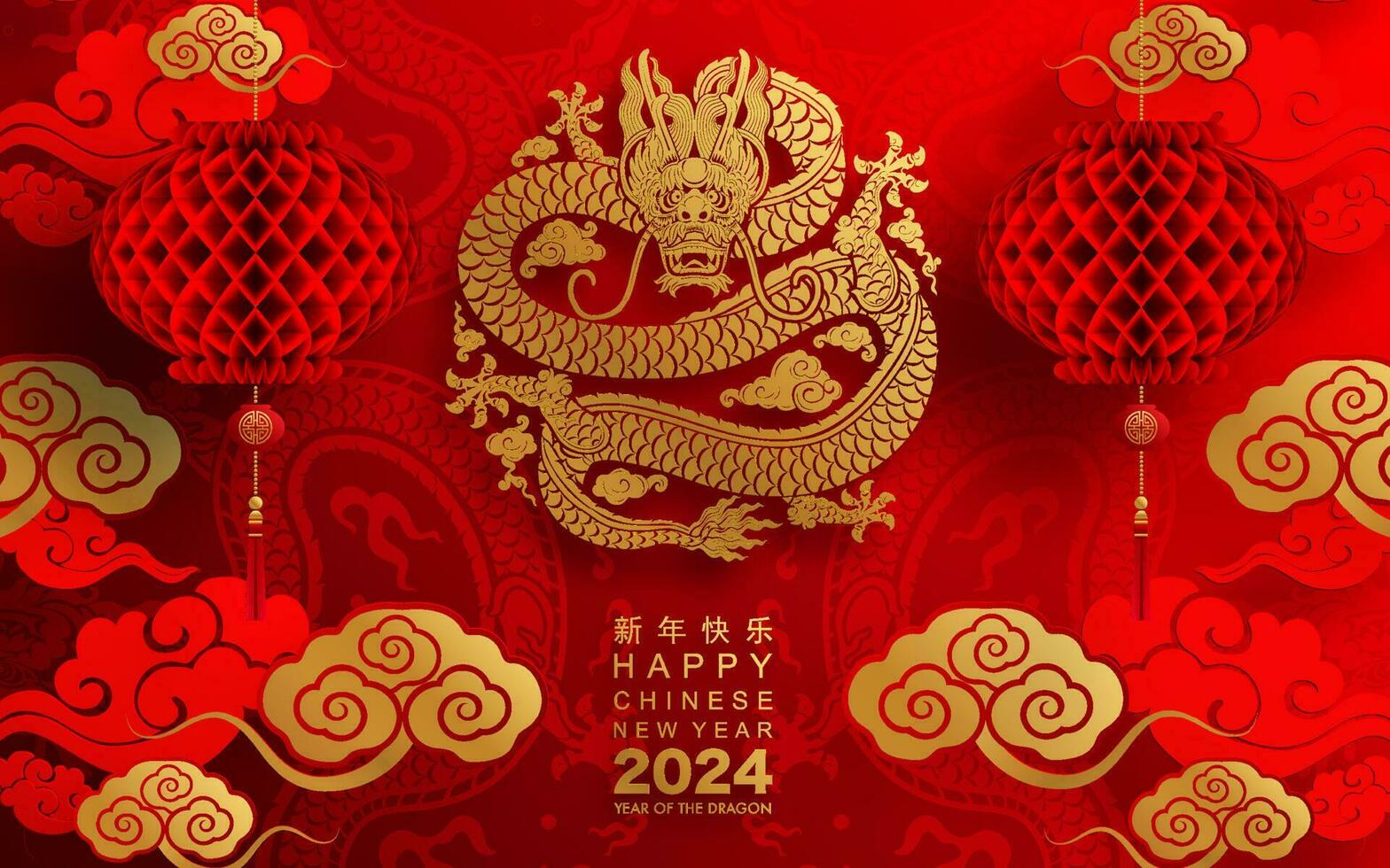 content chinois Nouveau année 2024 le dragon zodiaque signe vecteur