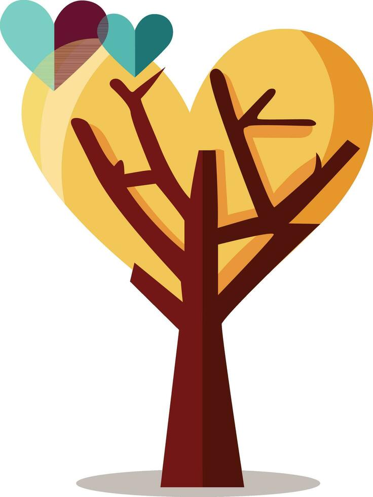 cœur forme abstrait arbre icône dans plat style. vecteur