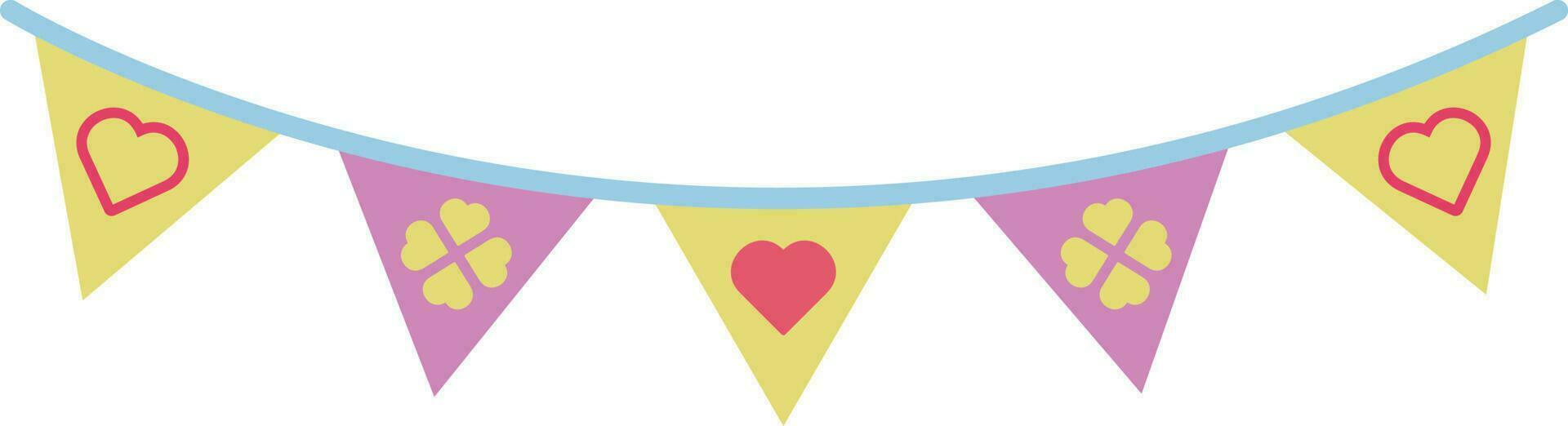 Triangle coloré mignonne fête drapeaux illustration spécial style vecteur