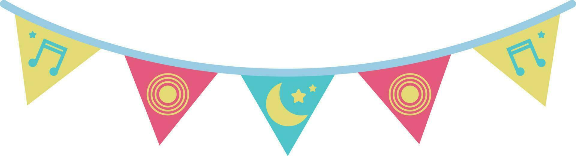 Triangle coloré mignonne fête drapeaux illustration spécial style vecteur