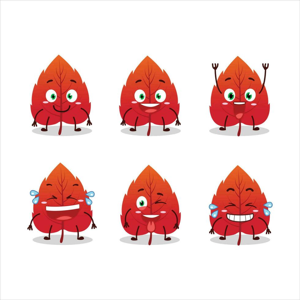 dessin animé personnage de rouge séché feuilles avec sourire expression vecteur