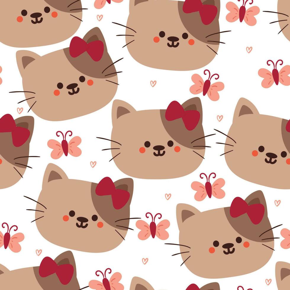 chat de dessin animé de modèle sans couture. papier peint animal mignon pour textile, papier cadeau vecteur