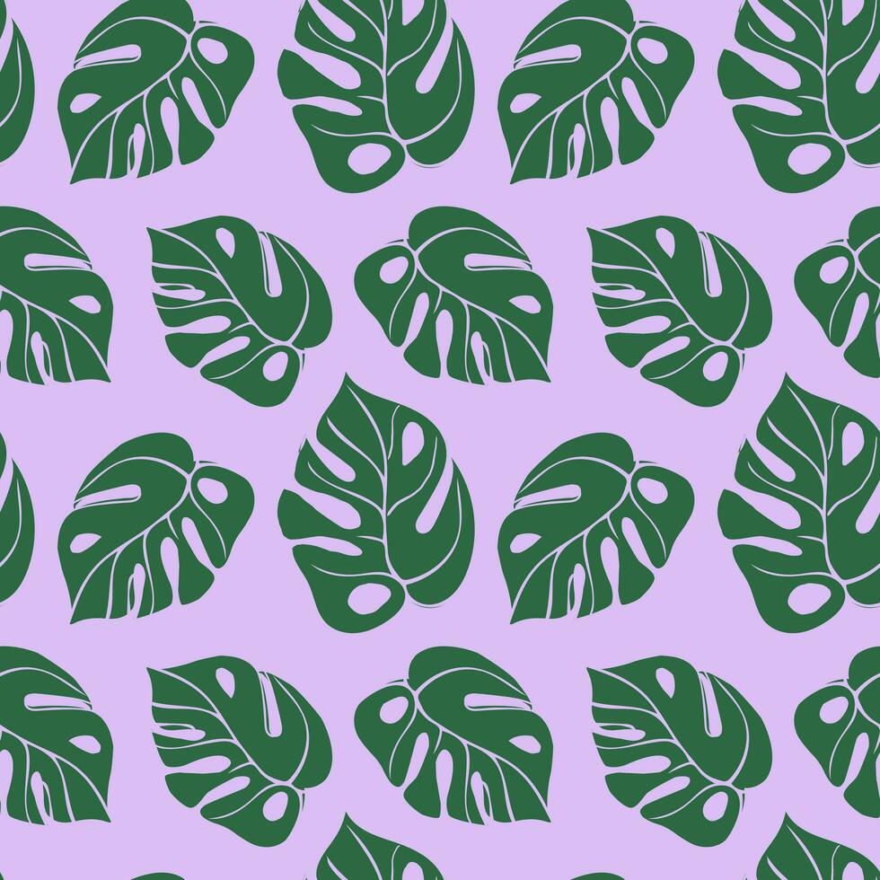 monstera feuille sans couture modèle. abstrait minimaliste Contexte. plat style vecteur illustration avec tropical plante. botanique impression pour papier, textile, cartes.