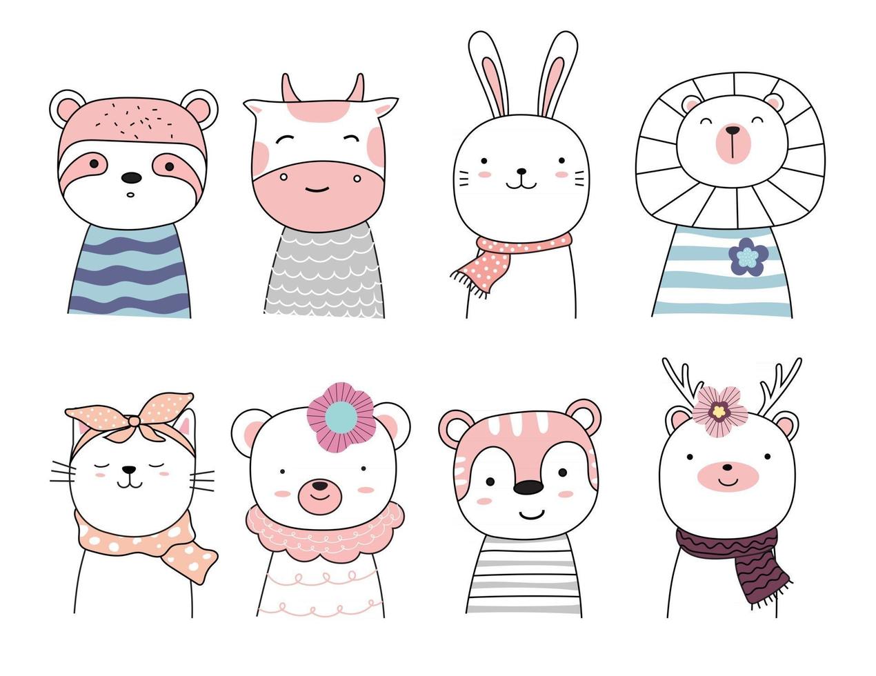 définir le personnage de dessin animé les adorables bébés animaux vecteur