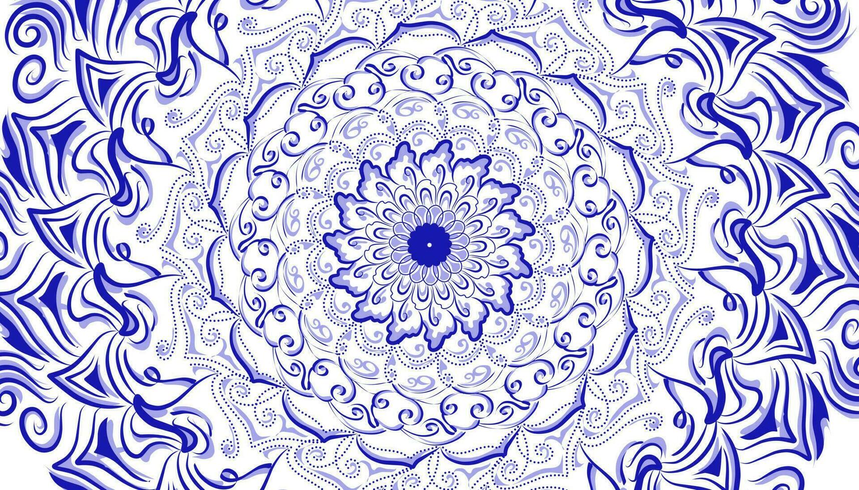 illustration de une Contexte avec une mandala motif dans bleu et ombres vecteur