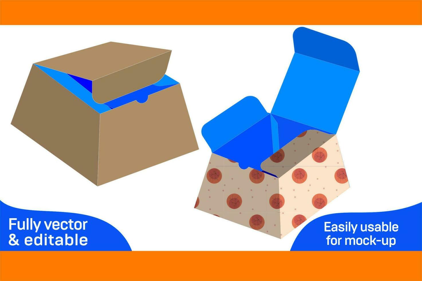 nourriture ou cadeau emballage boîte dieline modèle et 3d boîte conception facilement redimensionnable et modifiable 3d boîte vecteur