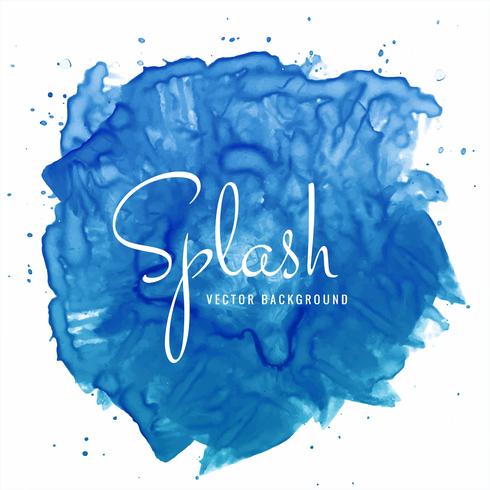 Splash bleu aquarelle belle peinture à la main sur fond blanc vecteur