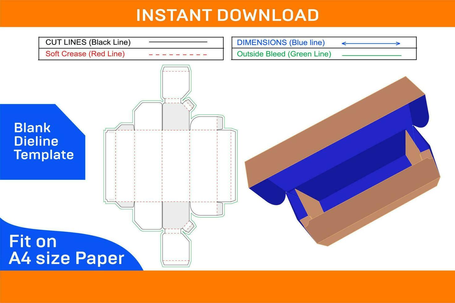 pvc Service alimentaire emballage Plastique film rouleau ou nourriture emballage boîte dieline modèle et 3d rendre fichier Vide dieline modèle vecteur